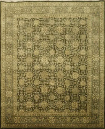 Artistic Green Ornate Agra Rug with a Touch of Luxury Design Flavor 8x10