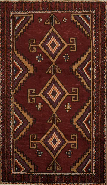Geometric Persian Balouch Wool Runner Rug 4x7