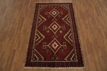 Geometric Persian Balouch Wool Runner Rug 4x7