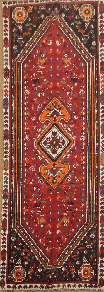 Top Quality Persian Tribal Geometric Qashqai Runner Rug  3x10