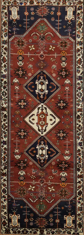 Elegant Persian Shiraz Rug Geometric Patterns 10x4