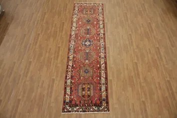 Sophisticated Geometric Heriz Persian Runner Rug 3x12