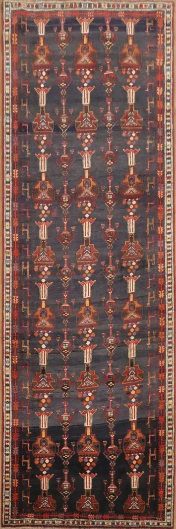 Refined Deco: Luxurious Qashqai Persian Runner Rug 3x9