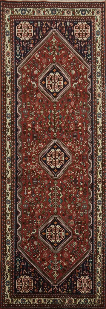 Luxurious Tribal Red Abadeh Persian Runner Rug 3x9