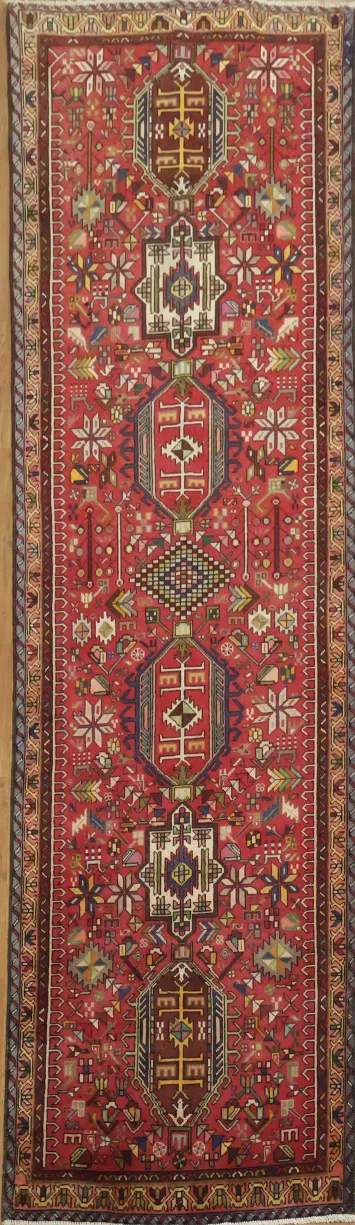 Bold Geometric Patterns Tabriz Persian Runner Rug 4x12