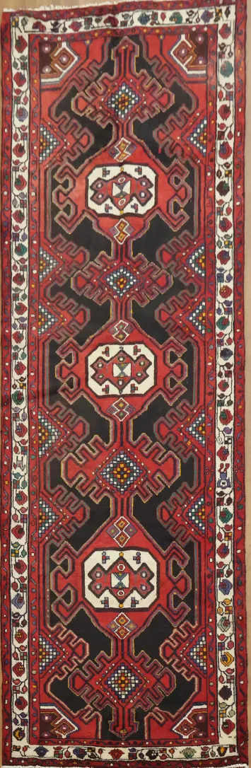 Traditional Red Ardebil Persian Runner Rug 4x1