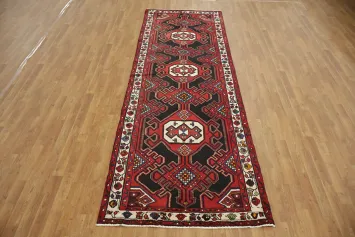 Traditional Red Ardebil Persian Runner Rug 4x1