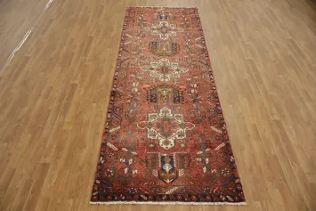 Vintage Geometric Persian Wool Heriz Runner Rug 4x11