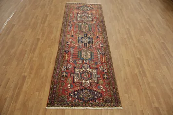 Collectible Geometric Wool Traditional Persian Heriz Serapi Runner Rug 3x11