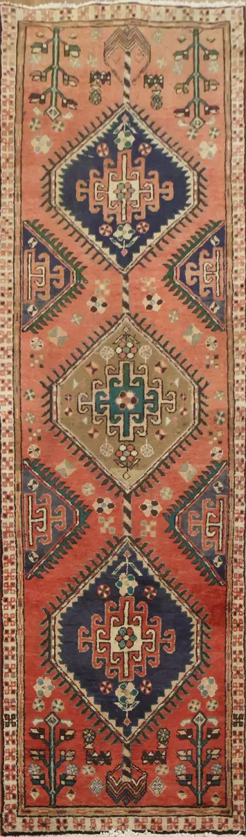 Nomadic-Inspired Persian Wool Hamedan Runner Rug 3x11