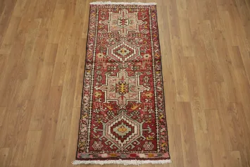 Red-Hued Geometric Design Vintage Gharajeh 2x4