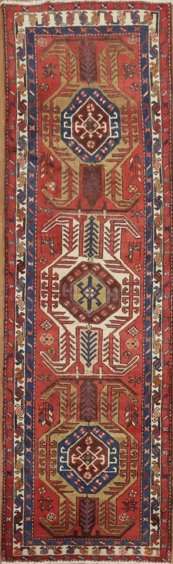 Colorful Geometric Meshkin Persian Runner Rug 3x10