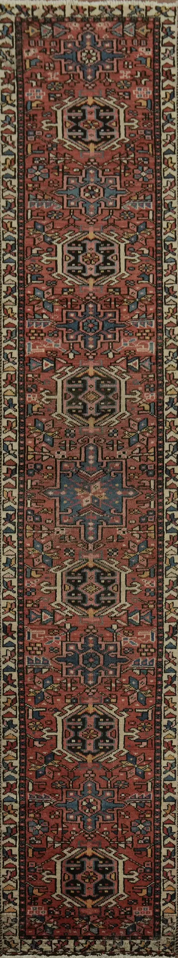 Classic Medallion Red Gharajeh Persian Runner Rug 2x10