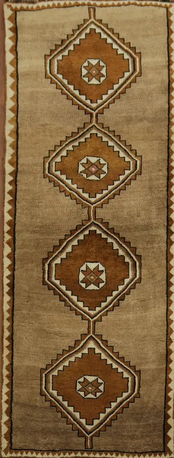 Southwestern Inspired Vegetable Dye Gabbeh Persian Runner Rug 3x8
