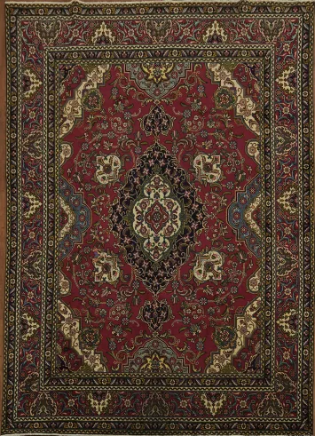 Luxurious red Tabriz Persian Runner Rug 8x11
