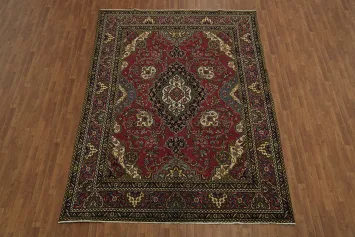 Luxurious red Tabriz Persian Runner Rug 8x11