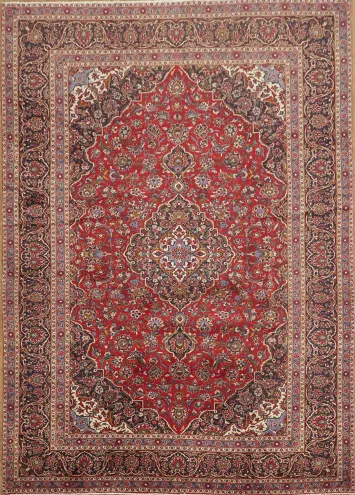Persian Floral Vintage Persian Wool Mashad Area Rug 10x14