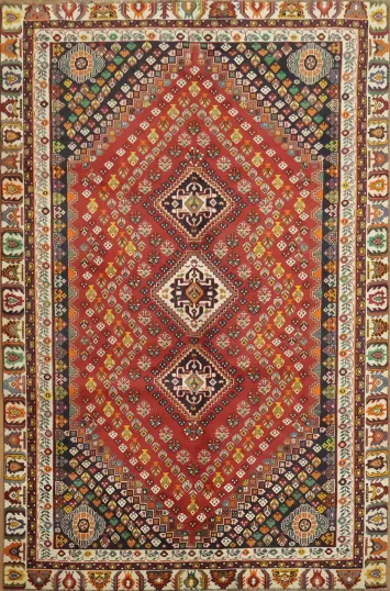 Dazzling Diamond Vegetable Dye Shiraz Persian Area Rug 7x10
