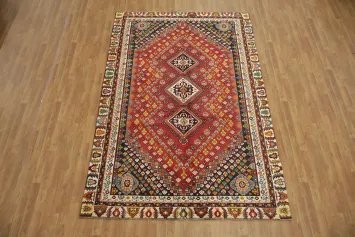 Dazzling Diamond Vegetable Dye Shiraz Persian Area Rug 7x10
