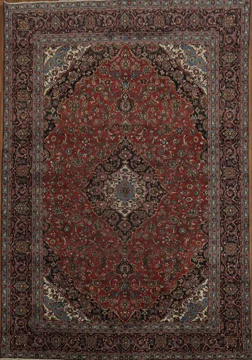 Vintage Floral Mashad Persian Area Rug 9x13