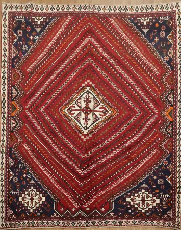 Traditional Tribal Qashqai Persian wool Rug 6x8