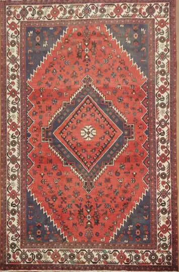 Rustic Charm: Bold Bird on Burnt Orange Area Rug 7x10