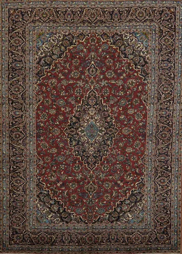 Vintage Traditional Persian Kashan Area Rug 9x13