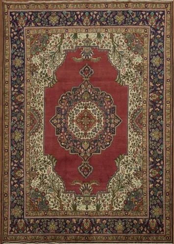 Elegant Red Traditional Persian Tabriz Area Rug 8x11