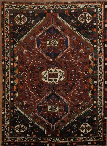 Traditional Tribal Geometric Persian Wool Geometric Shiraz 5x7