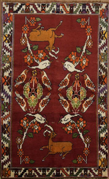 Tribal Animal Pictorial Persian Wool Rug 4x6