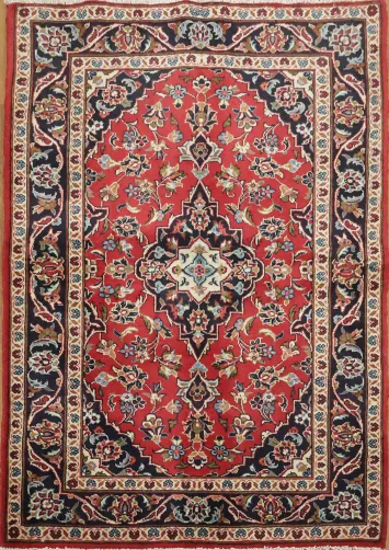 Persian Vintage Floral Wool Kashan Rug 3x5