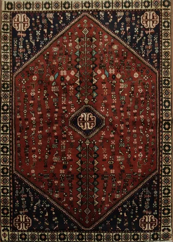 Traditional Tribal Vintage Wool Persian Abadeh Rug 4x5