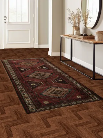 Authentic Persian Geometric Vintage Wool Ardebil Runner Rug 4x9