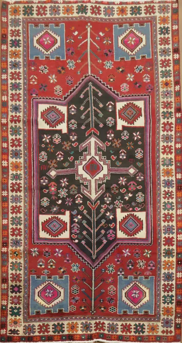 Vibrant Geometric Traditional Persian Bakhtiari Area Rug 5x9