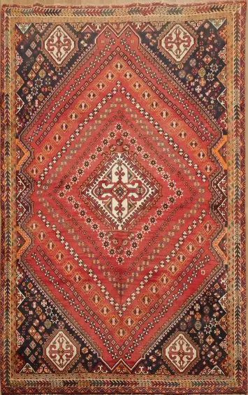 Vintage-Style Red Traditional Persian Shiraz Area Rug 5x8