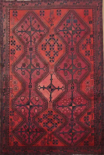 Collectible Vintage Geometric Wool Balouch Rug 6x9