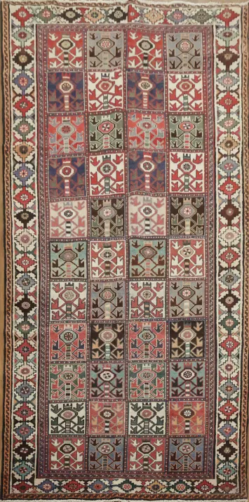 Vintage Geometric Wool Persian Bakhtiari Rug 5x10