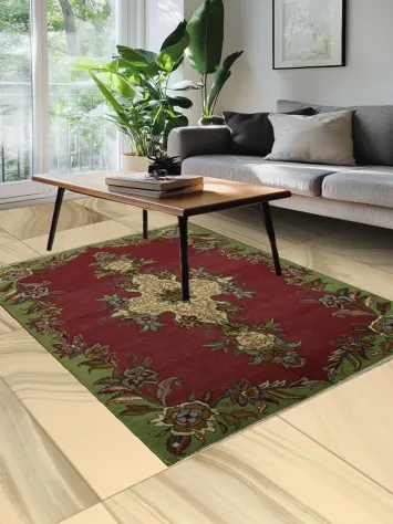 Decorative Floral Vintage Wool Rug 5x7