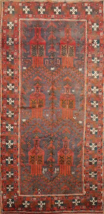 Unique Afghan Balouch Wool Rug 4x8