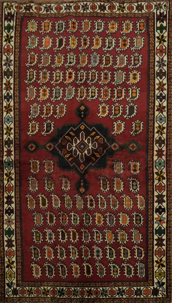 Elegant Vintage Geometric Shiraz Wool Rug  4x6