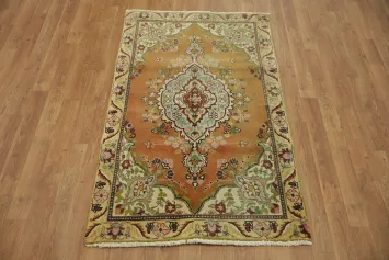 Traditional Floral Wool Persian Tabriz Rug 3x4