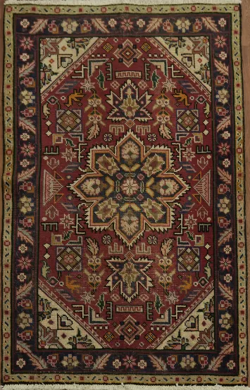Vintage Red Wool Persian Tabriz Rug
