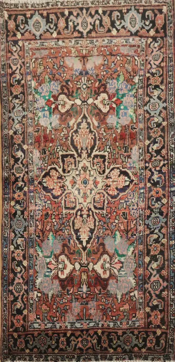 Decorative Floral Wool Persian Hamedan Rug 3x6