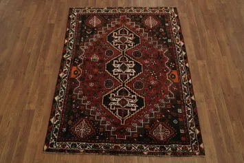 Authentic Persian Qashqai Tribal Wool Rug 4x5