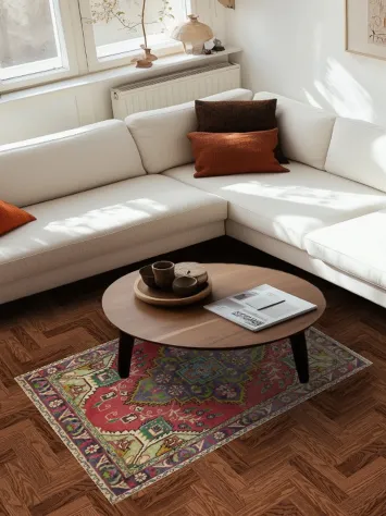 Geometric Persian Wool Tabriz Rug 3x5