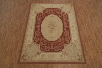 Sophisticated Floral Theme Aubusson Tapestries Rug with Ornate Border 9x12
