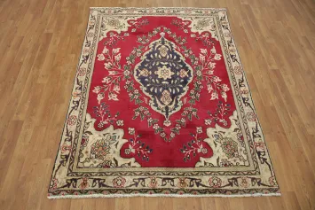 Classic Vintage-Style Rug with Intricate Floral Patterns Tabriz 5x6