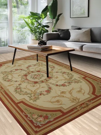 Aubusson-Tapestry Rug with Floral Elegance 6x9