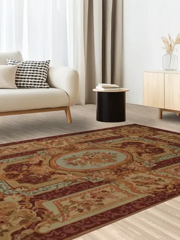 Classic French Style Tapestry Aubusson Rug with Floral Medallions 6x9