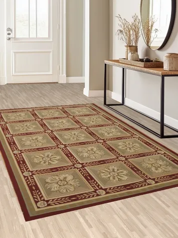 Sumptuous Floral Needlepoint Rug with Intricate Border Design 6x9